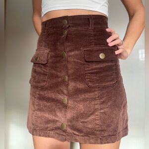 Corduroy High Rise Mini Skirt